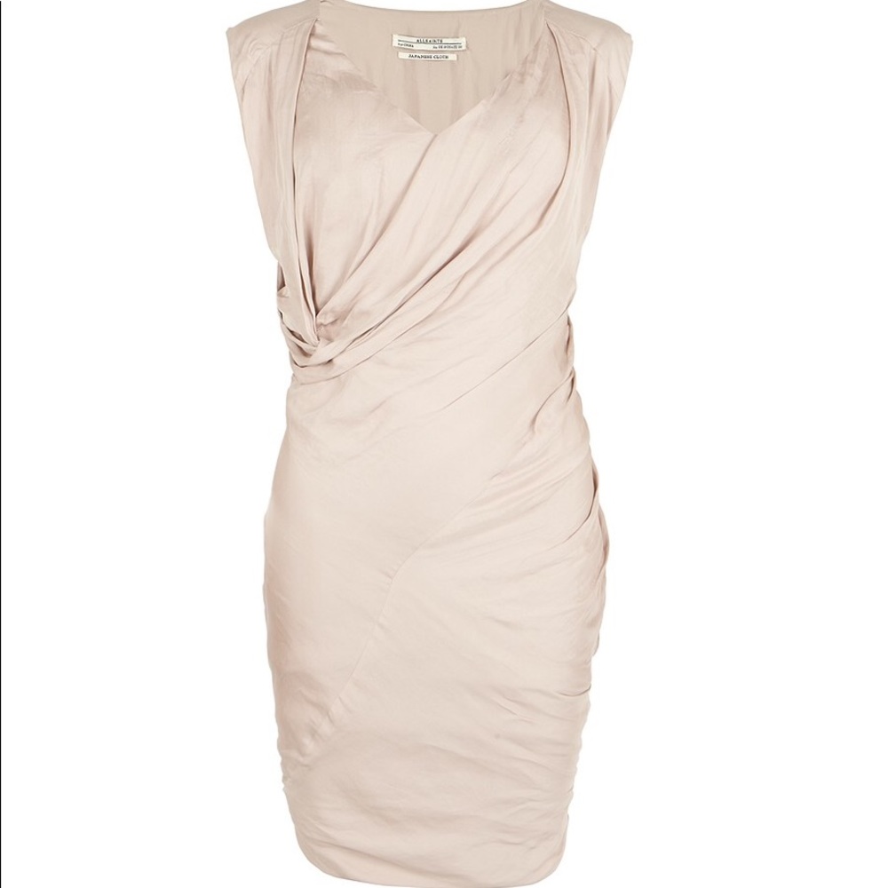 All Saints Blush Cream Draped Mini Dress